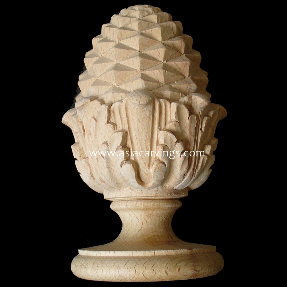 Finial - Classic Pineapple Carved Wood